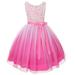 Girls Fuchsia Ombre Rosette Special Occasion Dress 12
