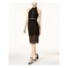 BARDOT Womens Black Lace Patterned Sleeveless Halter Midi Sheath Cocktail Dress Size 4\XS