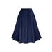 Korean Casual A-Line High Waist Button Pleated Midi Skirt Fashion Preppy Style Denim Jean Skirt Women Big Hem Long Skirts