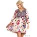 Umgee Women's IVORY Floral Bohemian Tunic or Dress