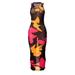 Listenwind Women's Floral Tie Dye Print Mesh See-through Sleeveless Skinny Long Midi Dress Clubwear
