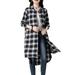 Lumento Women Flannel Plaid Shirt Long Cardigan Casual Long Sleeve Mid-Long Boyfriend Shirt Pockets Buffalo Plaid Check Blouse