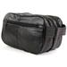 Mens Super Soft Nappa Leather Toiletries / Travel / Holiday / Wash Bag (Black)