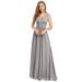 Ever-Pretty Womens Sexy V Neck Chiffon Long Evening Party Summer Casual Dresses for Women 90163 Gray US8