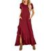 UKAP Beach Long Maxi Dresses For Women Ladies Irregular Short-Sleeved Dress with Ruffles Cocktail Party Evening Dress Beach Summer Sundress