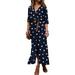 Women Long Sleeve Button Down Maxi Shirt Dress Polka Dot Dresses with Belt Slim Stylish V-Neck Autumn Winter Style Party Long Shirt Dress