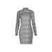 Women's Slim Pencil Dress Snakeskin Dress Long Sleeve Party Mini Dresses