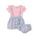 Wonder Nation Baby Girl Pinafore Dress, T-Shirt & Diaper Cover Outfit, 3pc set