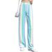 Niuer Women Drawstring Mid Waist Summer Pants Harem Hippie Boho Yoga Palazzo Casual Pants Bootcut Trousers with Pockets