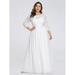 Ever-Pretty Womens Plus Size Chiffon Lace 3/4 Sleeves Maxi Evening Prom Gown 7412B White US26
