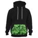 Men's Green Digital Pixel Camo Pocket Black Pullover Hoodie PLY P136 2X-Large Black