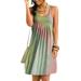 Jocestyle Women Tie Dye Printing Slip Dress Sleeveless Loose Dresses (Green Pink 5XL)