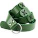 Mythrojan Leather Ring Belt Veg Tan Leather with Steel Ring Viking LARP Leather Belt - Green & Black