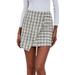 Binpure Women's Tweed Mini Skirt Casual Mid Waist Above Knee Plaid Print Short Wrap Skirt