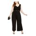 Love Squared Womens Plus Tie Waist Flare Jumpsuit