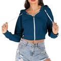 Fashion Womens Casual Loose Solid Color Long Sleeve Hooded Sweater Jacket