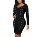 HyBrid & Company Womenâ€™s Sexy Strapless off Shoulder Bodycon Stretch Knee Length Midi Bandage Dress for Party , DRBD197-BLACK-XL