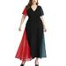 Women Plus Size V-neck Ankle Length Chiffon Evening Dresses Ruffle Sleeve Black Burgundy Green Mother of Bride Wedding Guest Bridesmaid Dresses Cocktail & Party, HY21536, 1X