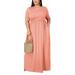 Niuer Women Solid Short Sleeve Maxi Dress Casual T-Shirt Long Dress Plus Size Sundress Swing Pleated Dress