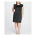 TOMMY HILFIGER Womens Black Flutter Sleeved Cap Sleeve Crew Neck Above The Knee Sheath Cocktail Dress Size 20W