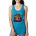 If You're Nice I Might Let You Live With Me Colorful Cat Animal Lover Ladies Racerback Tank Top, Turquoise, Large