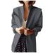 Tuscom Ladies Casual Long-sleeved Lapel Button Slender Slim Top Coat