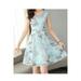 Women Short Sleeve Printed Style Thin Mid Length Splendid Dress