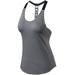 Ladies Women Active Wear Tops Vest Tank Tops Yoga Tee Sleeveless T-Shirt Compression Sports Gym Fitness Jogging Running Grey S