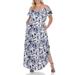 White Mark Women's Plus Size Tie-Dye Cold Shoulder Maxi Dress