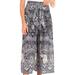 Sakkas Lilja Women's Loose Wide Leg Printed Elephant Pants Elastic Waist w/Pockets - Navy - One Size