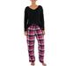 Fruit of the Loom Women's and Women's Plus Beyond Soft Top and Flannel Bottom 2-Piece Pajama Set