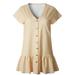 HAWEE Women's Summer Casual Short Sleeve Button Down Ruffle Mini Dress Casual V Neck Flowy Short T Shirt Dress