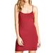 Women & Juniors Solid Plain Adjustable Spaghetti Strap Camisole Mini Dress Tank Top (RUBY BURGUNDY, Medium)