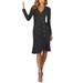 Women's Long Sleeve Button Work Cocktail Party Dress