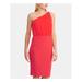 RALPH LAUREN Womens Red Sleeveless Asymmetrical Neckline Knee Length Sheath Cocktail Dress Size 18