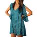 Plus Size Womens Summer Polka Dot Print V-Neck Broken Sleeve Off Shoulder Loose Short Mini Shirt Dress Boho Sundress