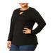 Agnes Orinda Women's Plus Size Solid Keyhole Casual Long Sleeve Top