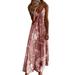 Womens Boho Sling Flower Print Long Maxi Dress Ladies Sexy V Neck Gradient Color Dress Beach Dress Sundress Plus Size S-5XL