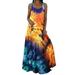 LAPA Women Summer Boho Tied Dye Gradient Sleeveless Long Maxi Dress