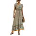 Women V-Neck Short Sleeve Maxi Beach Sundress Floral Loose Dress Holiday Dress