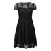 Women Lace Crochet Party Cocktail Dress Short Sleeve Formal A-Line Dress Vintage Swing Dress