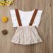 2Pcs Set Newborn Baby Girl Outift Solid Ruffle Sleeve T-Shirt Tops and Skirt Overalls Clothes