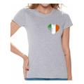 Awkward Styles Irish Heart Pocket Shirt St. Patrick's Day T-Shirts for Women Irish Flag Patriots Shirts Lucky Irish Gifts for Women Irish American Outfit St. Paddy's Tshirt Irish Heritage Shirts