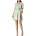 Allegra K Junior's Bow Tie Round Neck Ruffle Short Sleeve Floral Dress