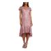 R&M RICHARDS Womens Pink Short Sleeve V Neck Tea-Length Hi-Lo Evening Dress Size 12P