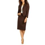 Le Suit Women's Two-Button Skirt Suit Brown Size 12