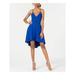 B DARLIN Womens Blue Lace Cutout Spaghetti Strap V Neck Below The Knee Hi-Lo Cocktail Dress Size 1\2