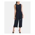 TOMMY HILFIGER Womens Navy Sleeveless Jewel Neck Jumpsuit Size 8