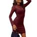 ZANZEA Women Long Sleeve Mesh Clip Dot Mini Dress Party Evening Short Dresses