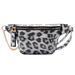 Chinatera Leopard Crossbody Waist Bag Parent Child PU Zip Belt Fanny Pack (White)